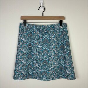 Peter Millar Women's Medium Skort Blue Teal Paisley‎ Print Athletic Golf Preppy
